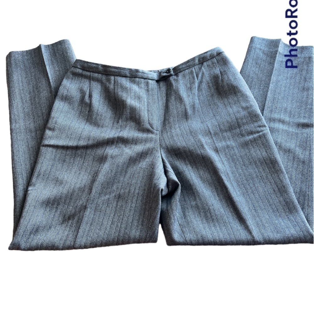 Harve Bernard by Bernard Holtzman wool trousers size 12 gray textured fabric